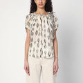 Ecru/black Blouse In Silk