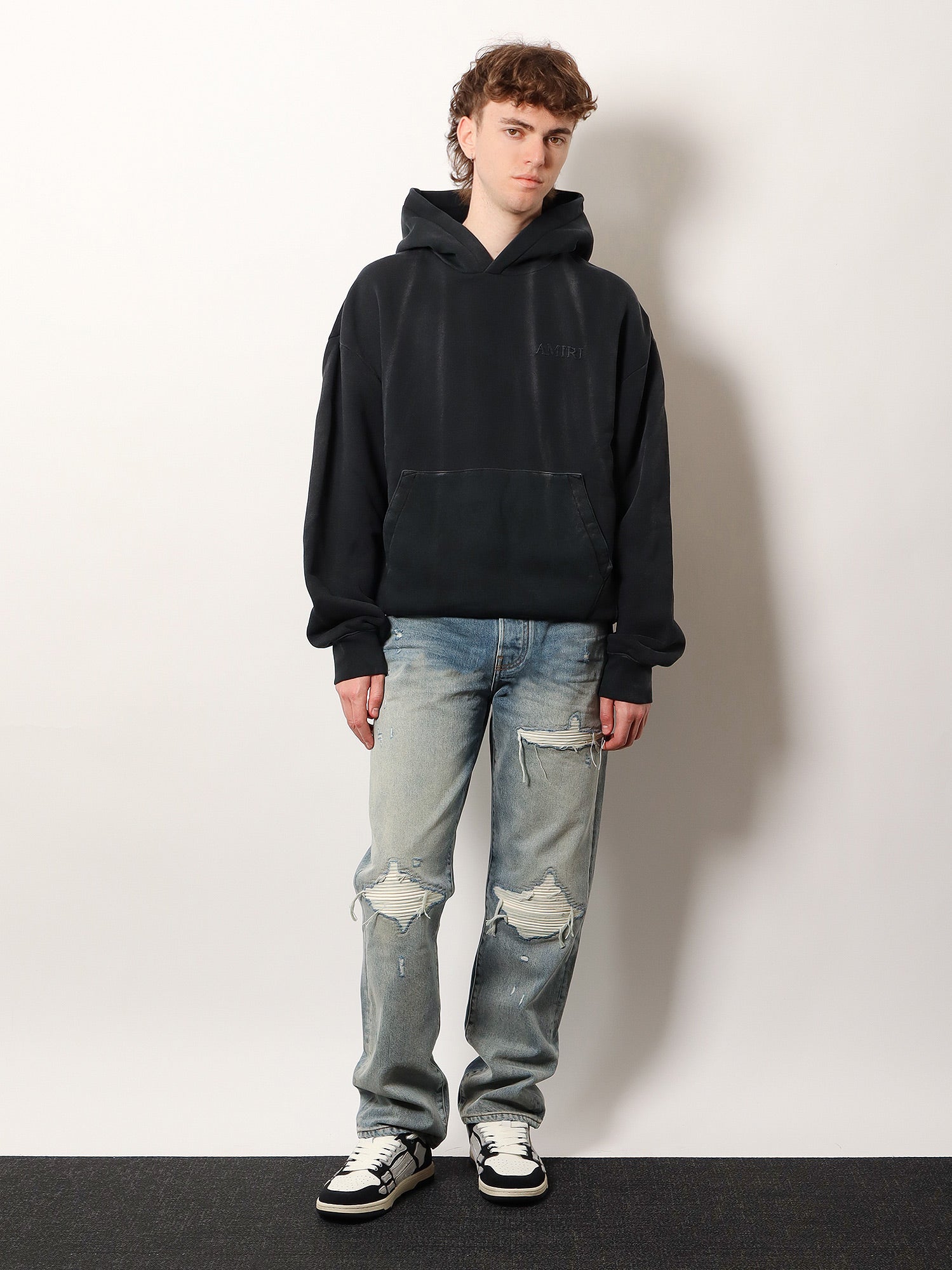 Destroyed effect jeans