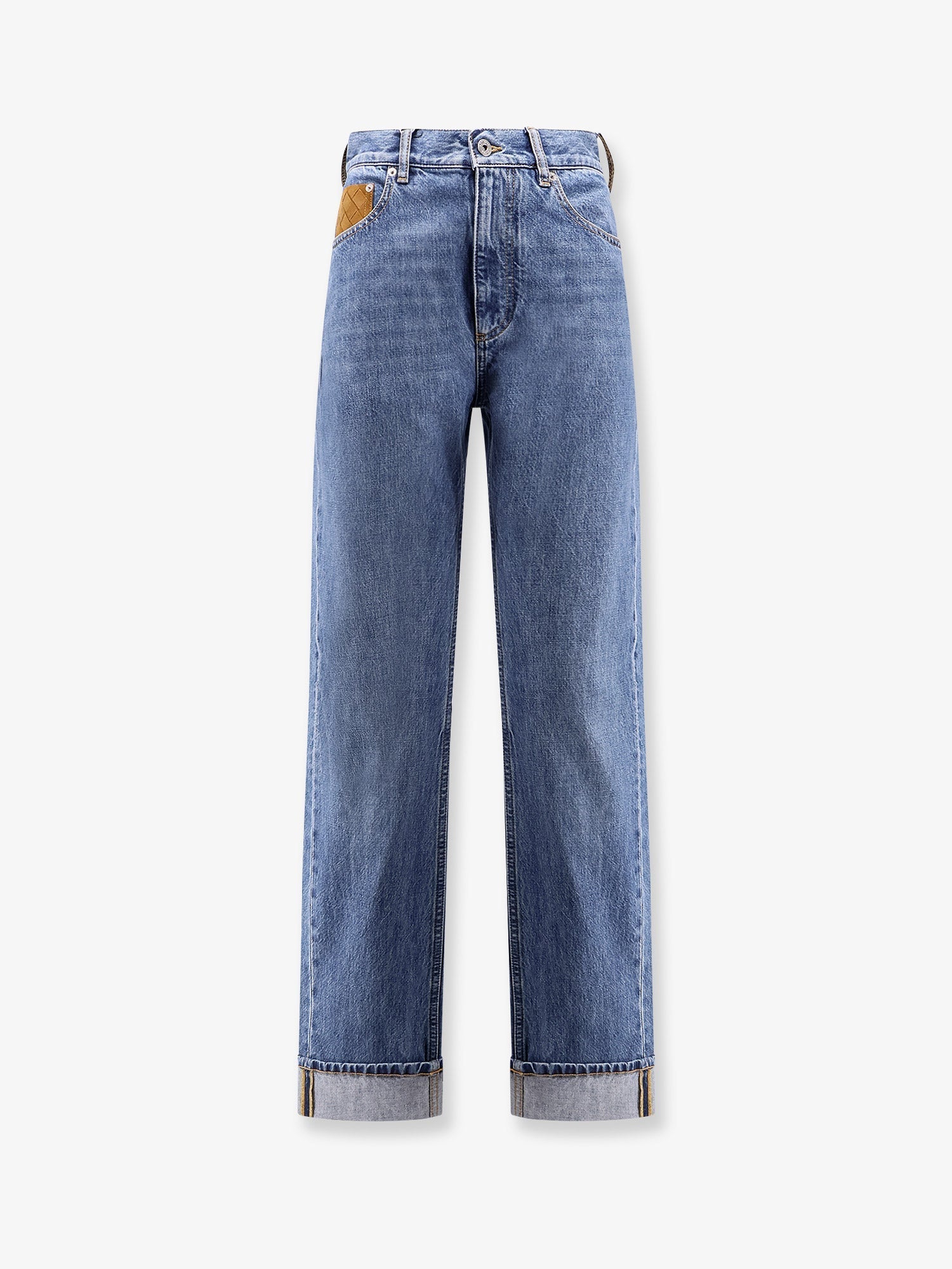 Turned up jeans with straight leg