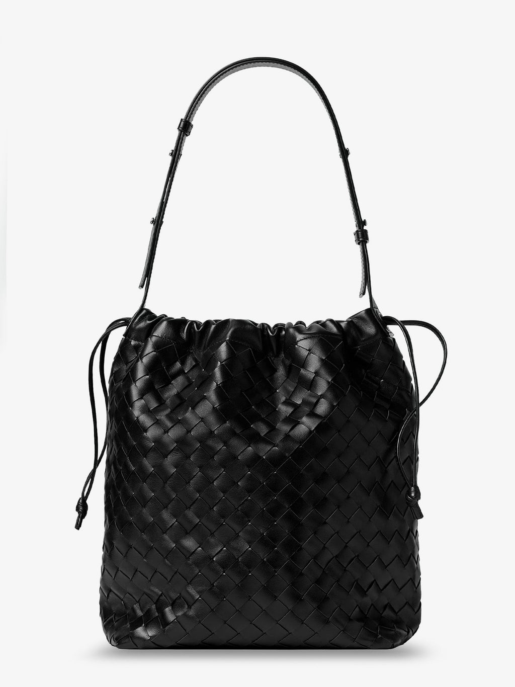 Bucket Intrecciato Biblioteca leather shoulder bag