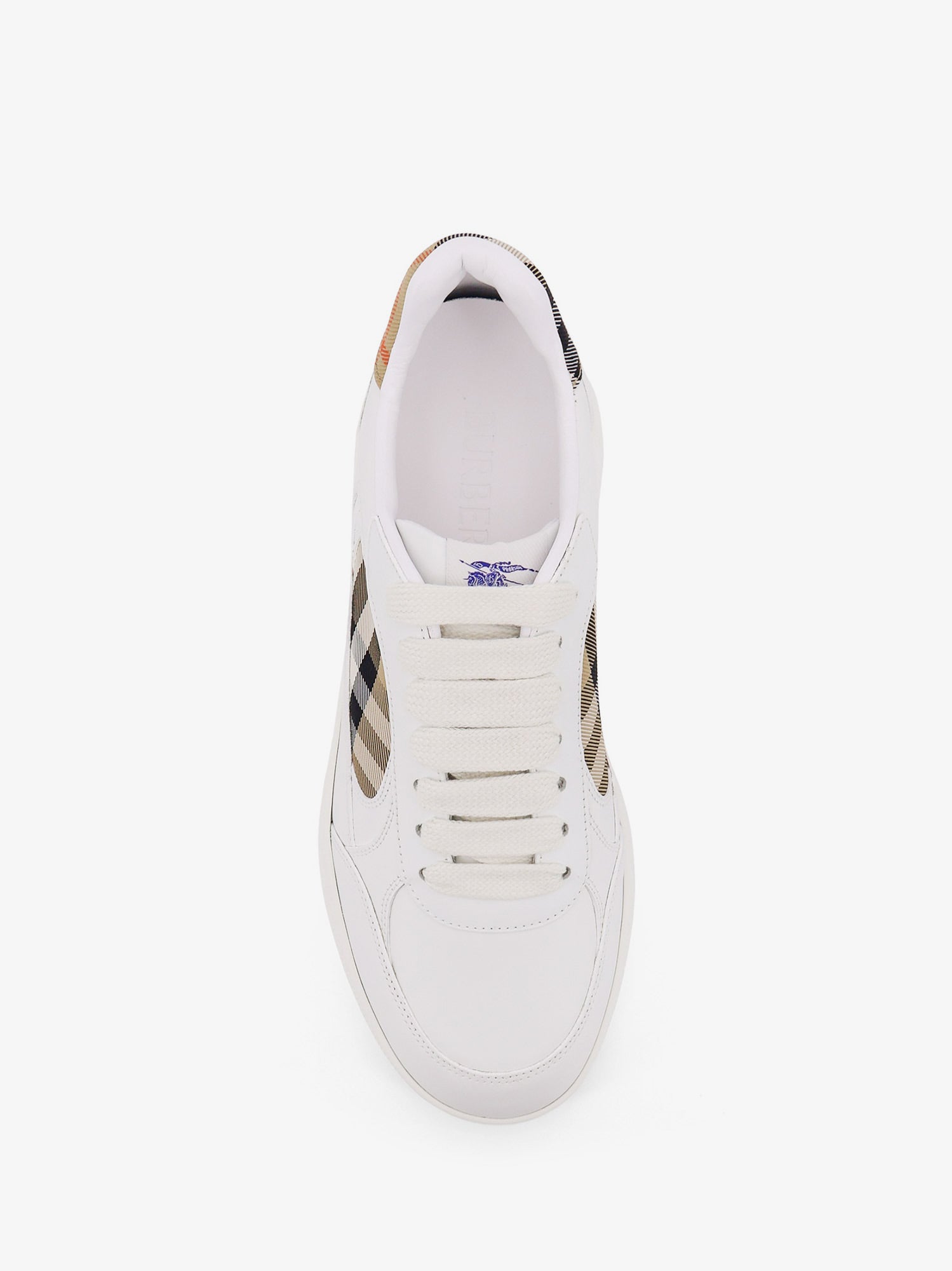 Low-top leather sneakers with check inserts
