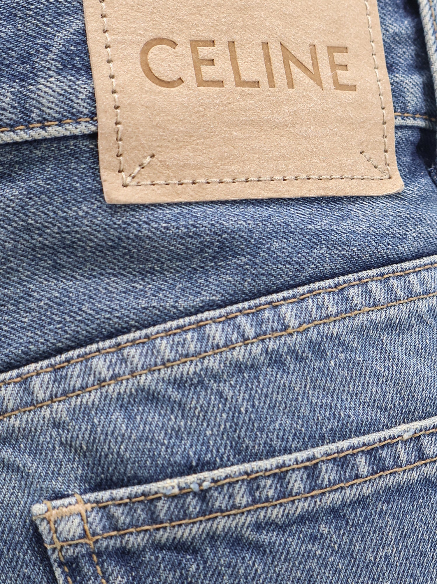 Stone-washed cotton jeans