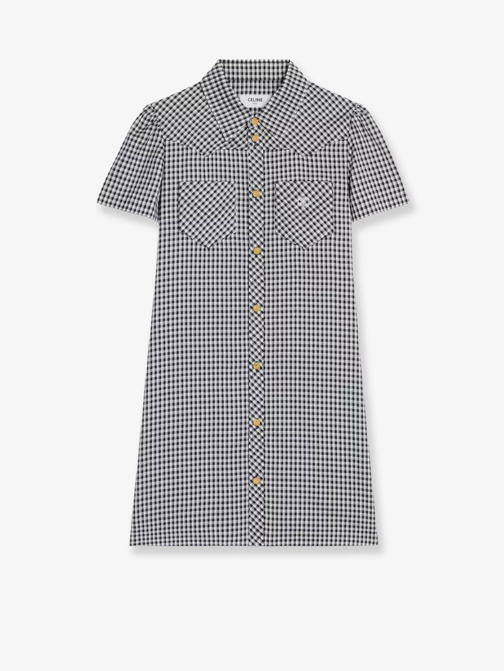 Vichy silk mini chemisier dress