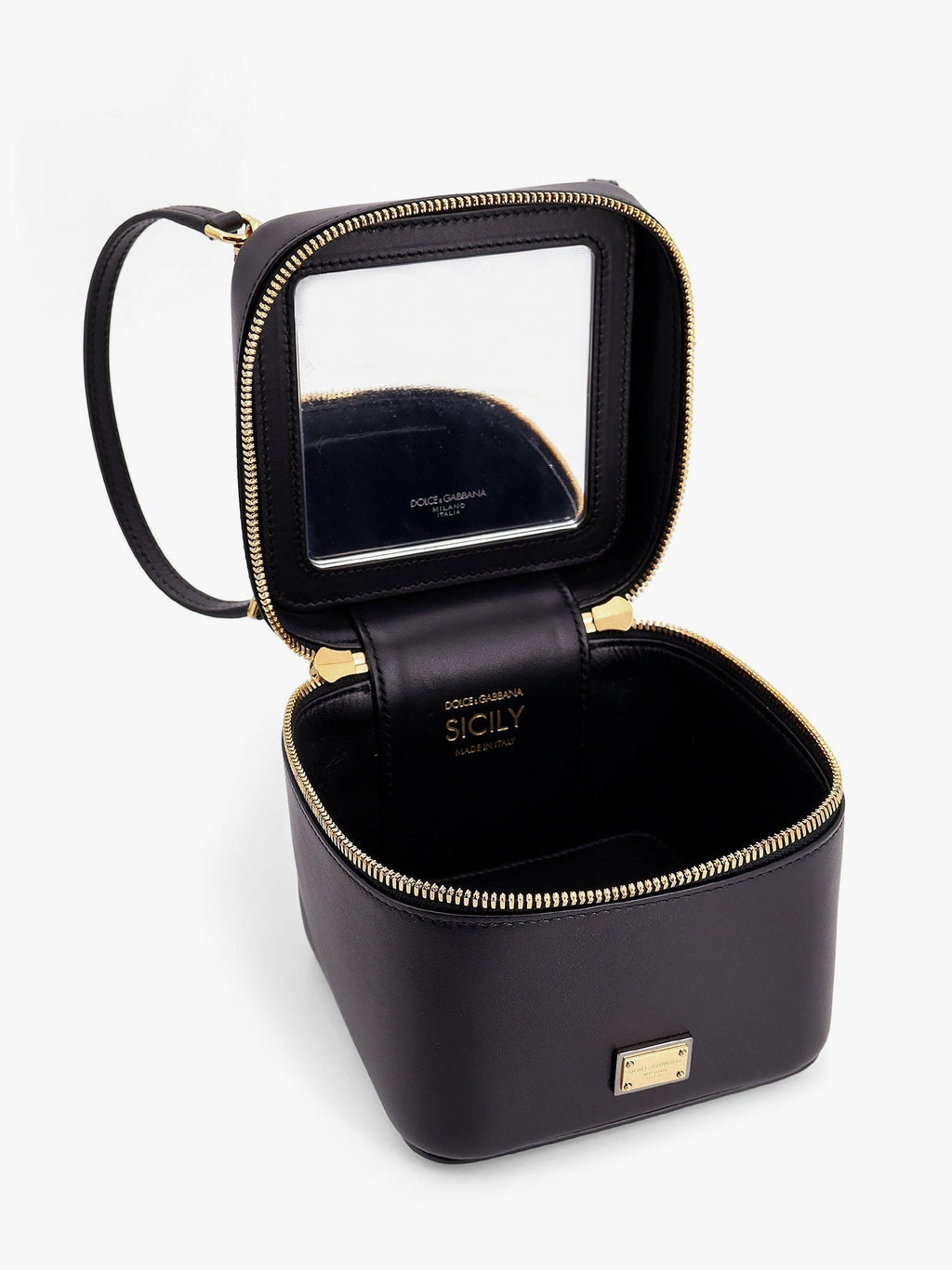 Sicily leather handbag with iconic logo plate