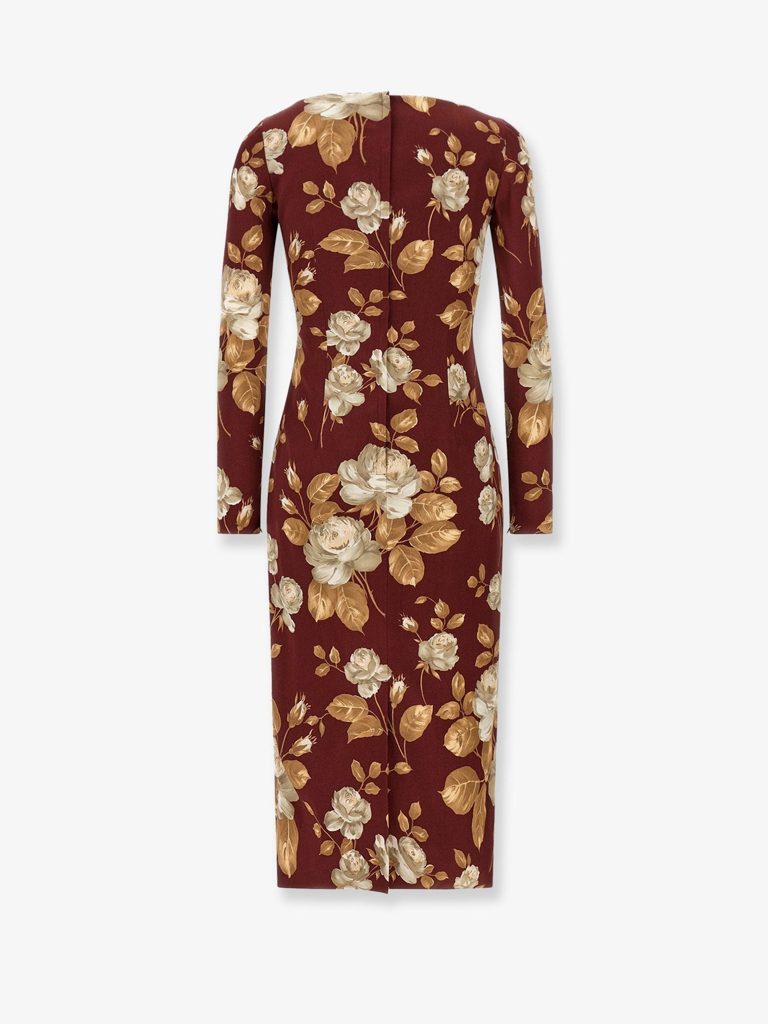 Vintage rose print satin midi pencil dress