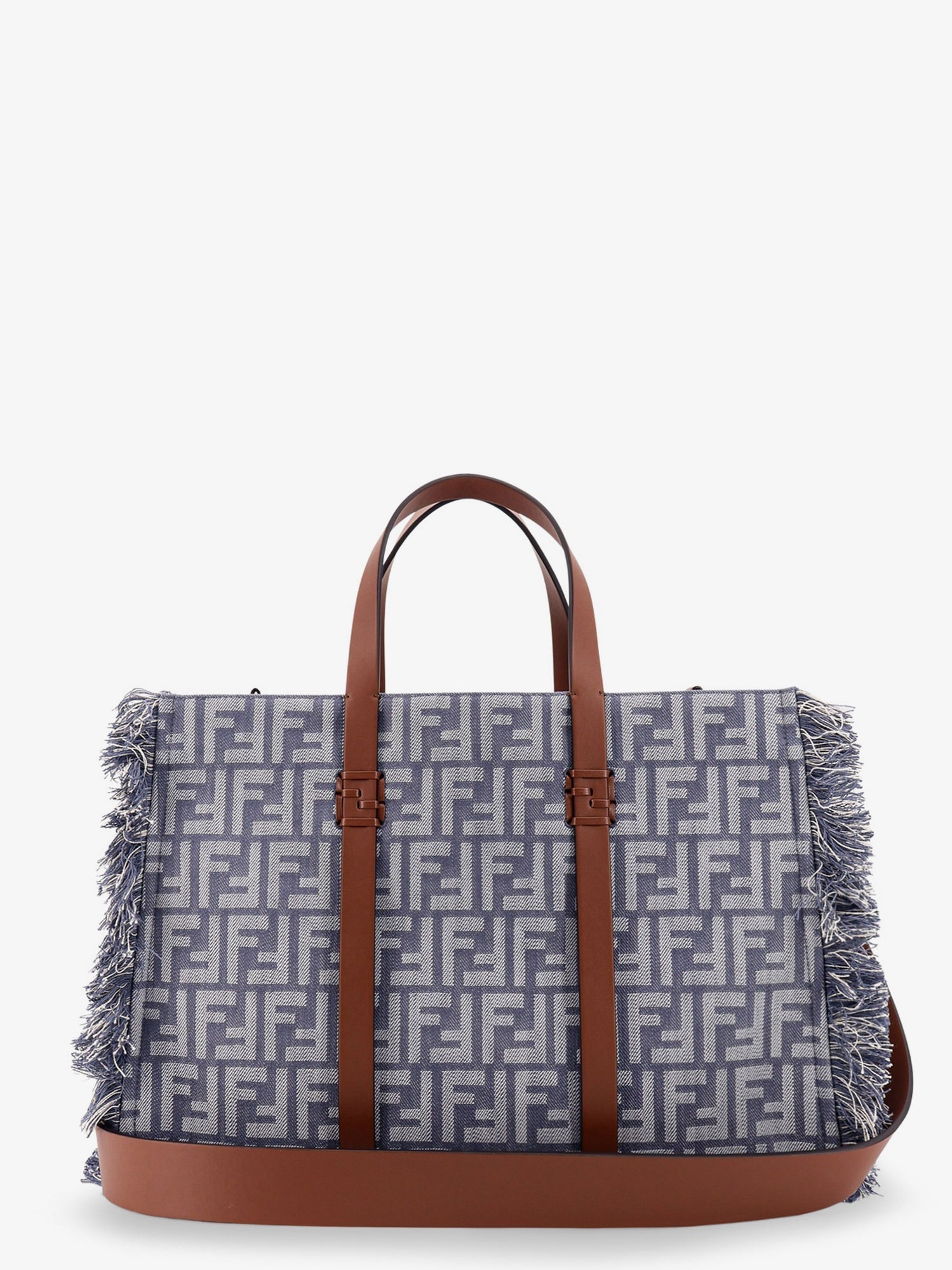Summer Tote FF jacquard fabric shoulder bag with fringes