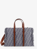 Summer Tote FF jacquard fabric shoulder bag with fringes
