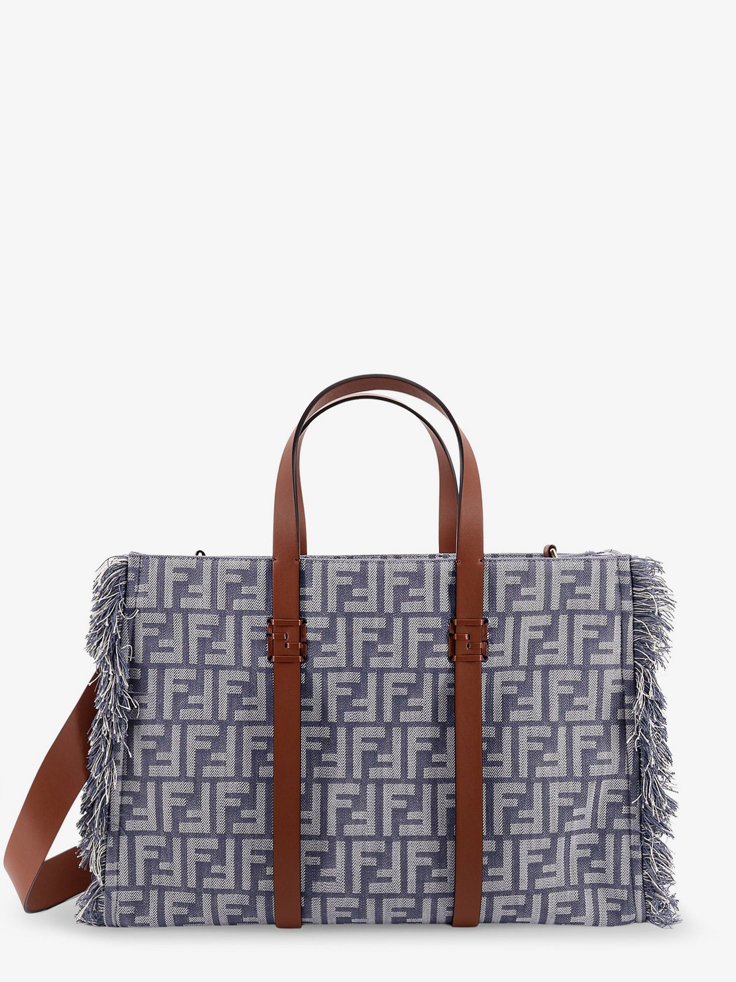 Summer Tote FF jacquard fabric shoulder bag with fringes