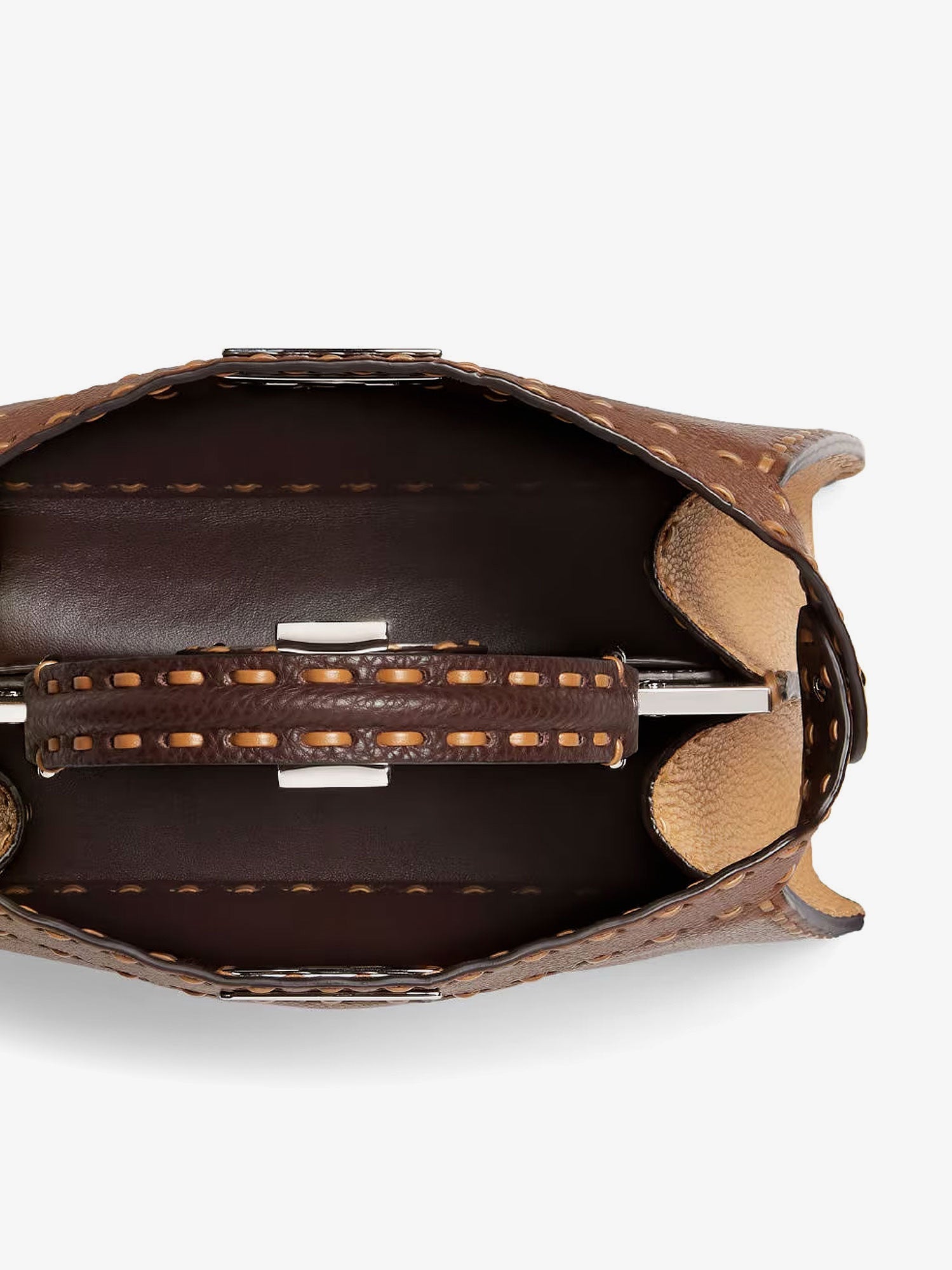 Peekaboo IseeU Small leather shoulder bag with Selleria macro stitching