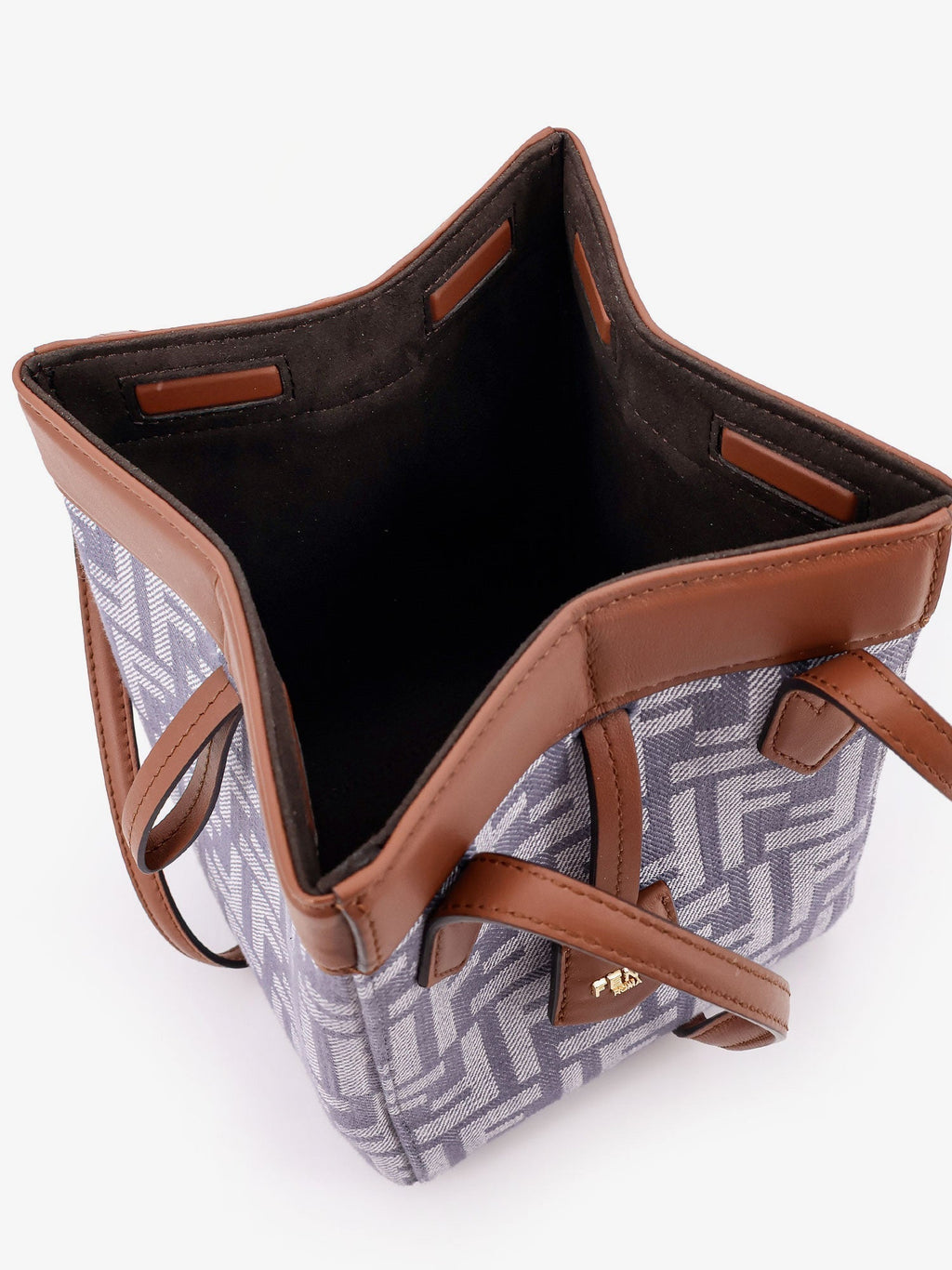 Origami mini FF Jacquard fabric and leather shoulder bag