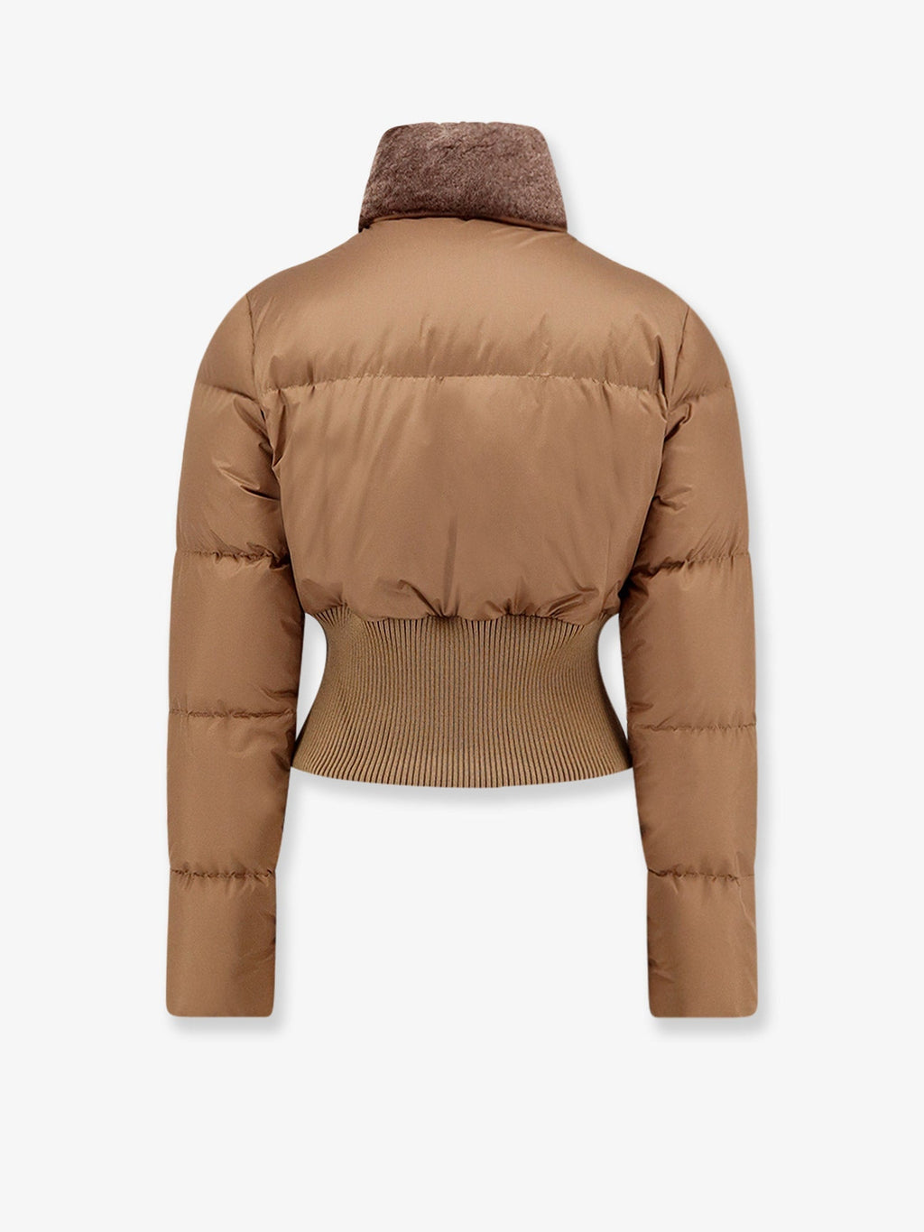 Technical fabric and shearling down jacket