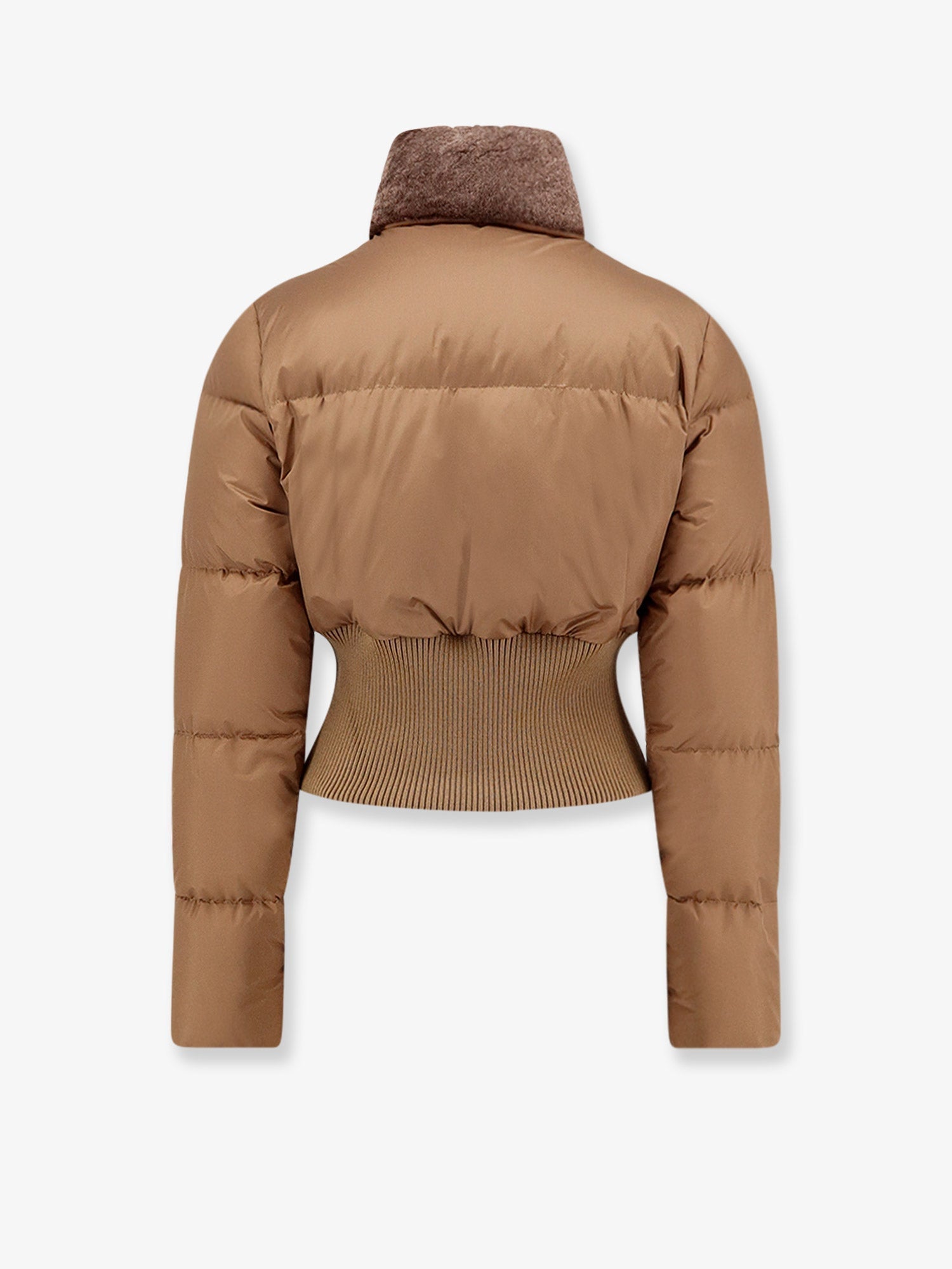 Technical fabric and shearling down jacket