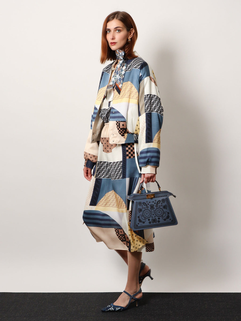 Reversible patchwork silk bomber