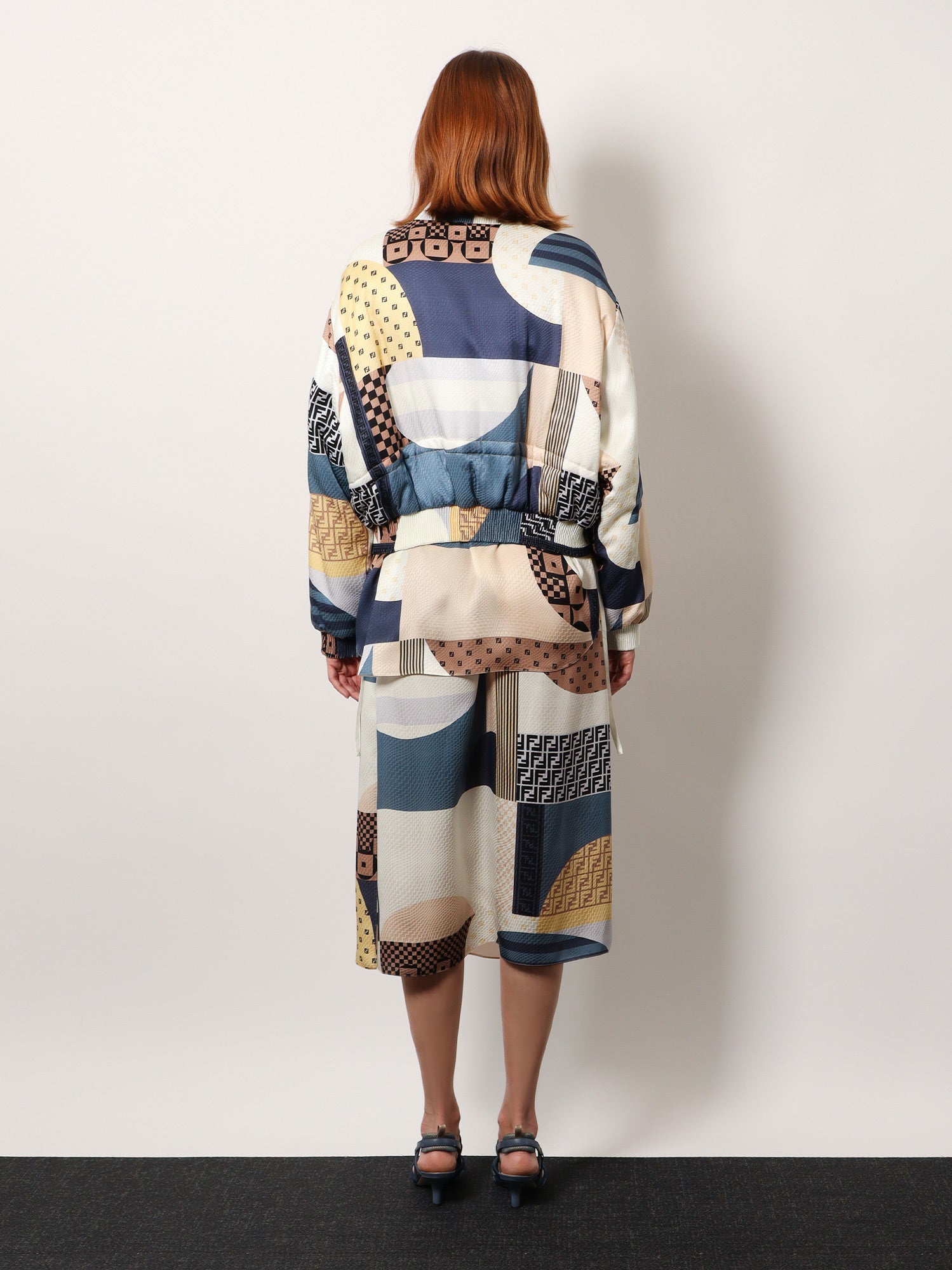 Reversible patchwork silk bomber