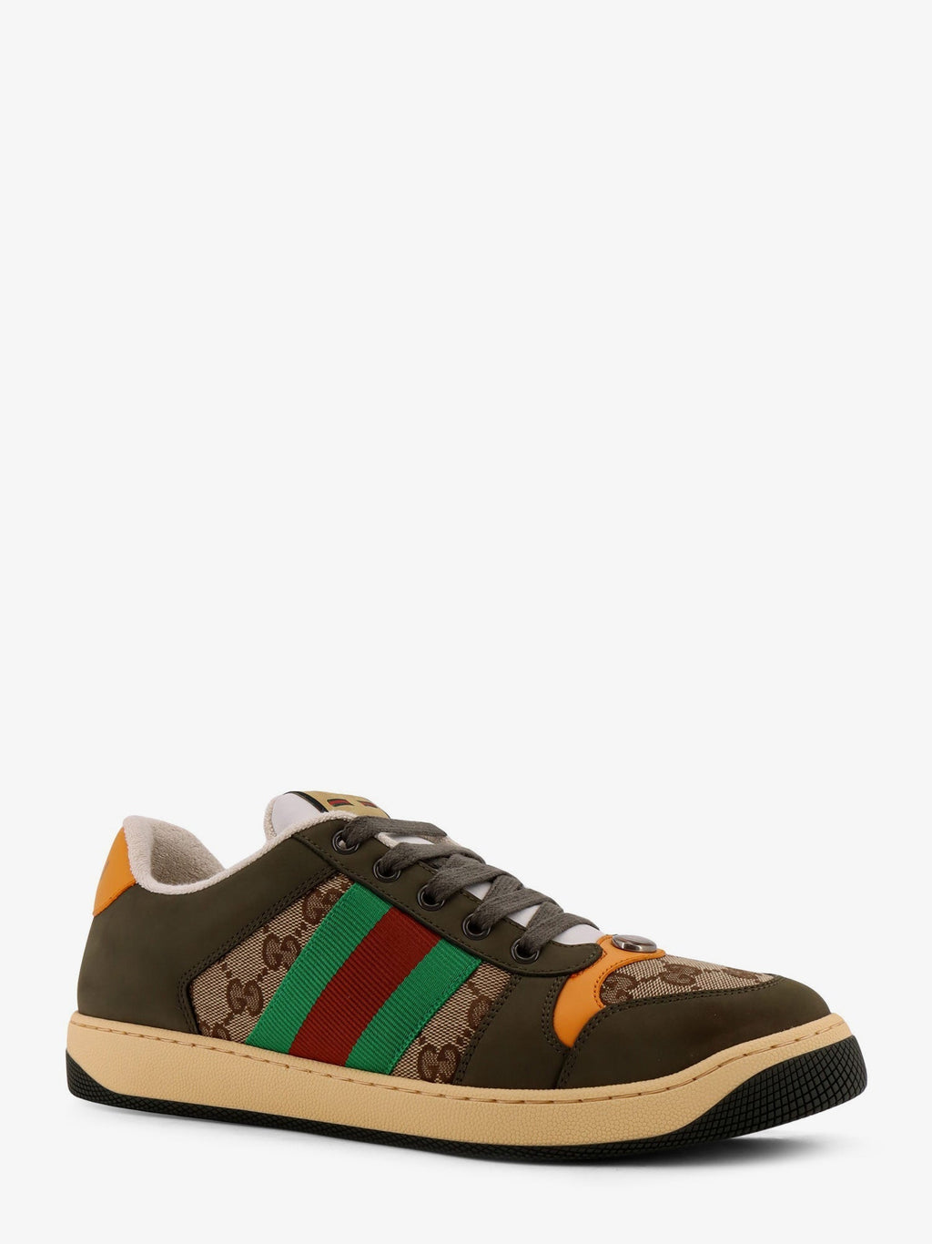 Screener low-top leather and GG Supreme fabric sneakers