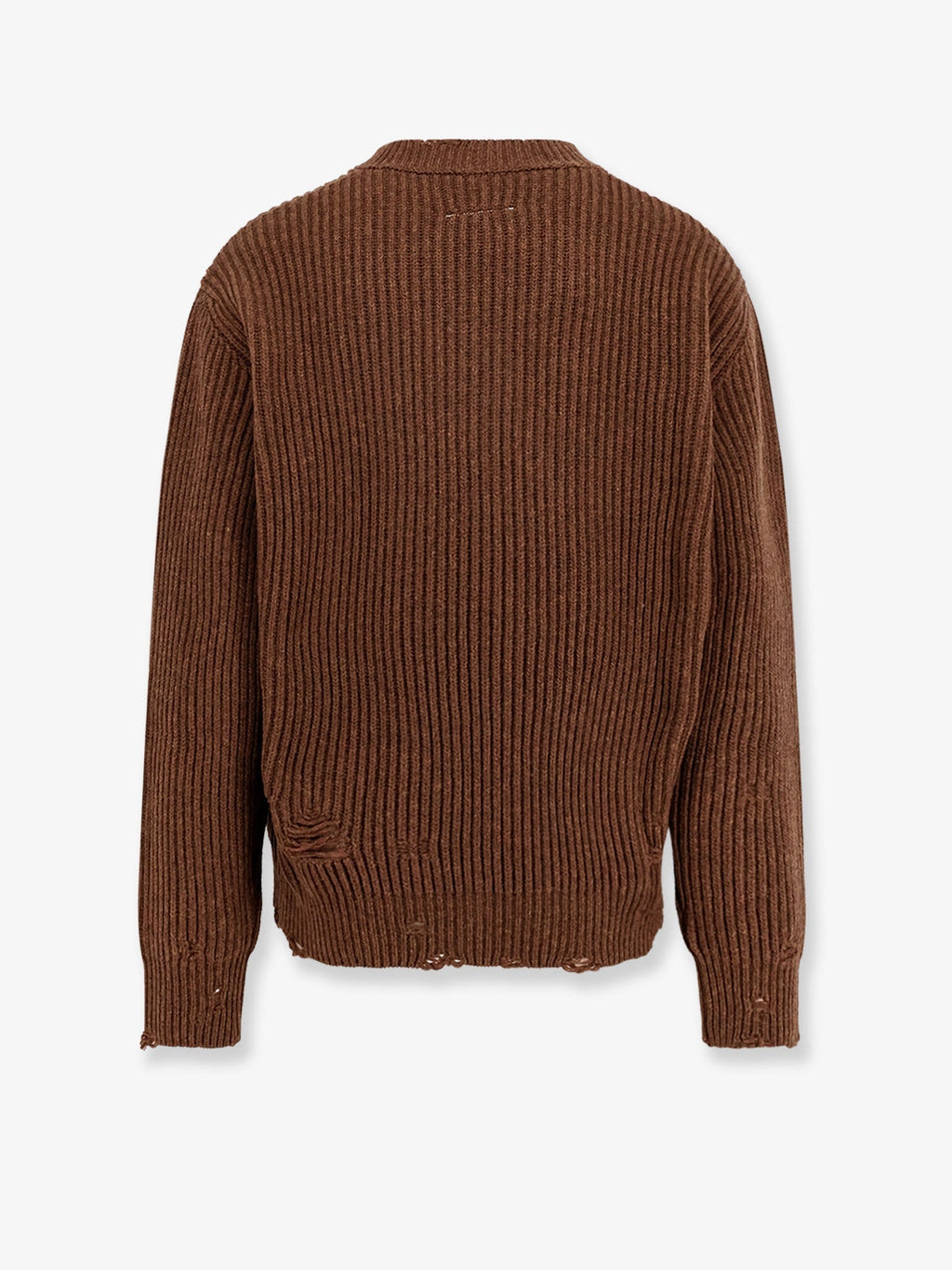 Wool blend sweater with distressed effect