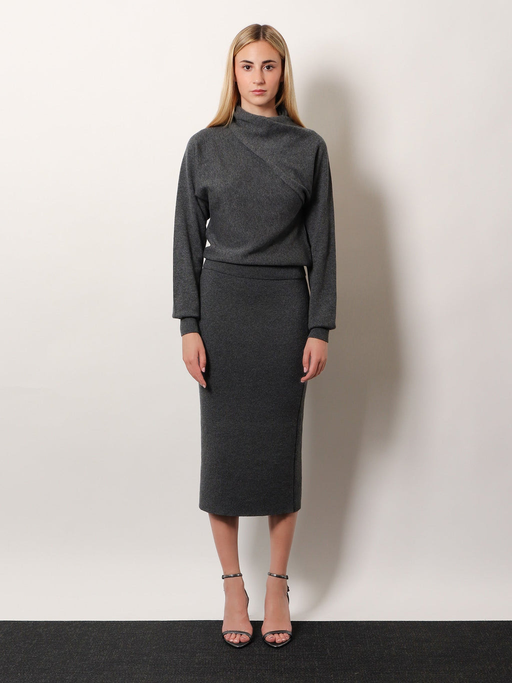 Cashmere and cotton pencil skirt