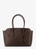Leather shoulder bag with logo