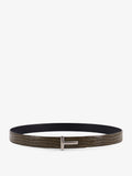 Leather belt with croco effect