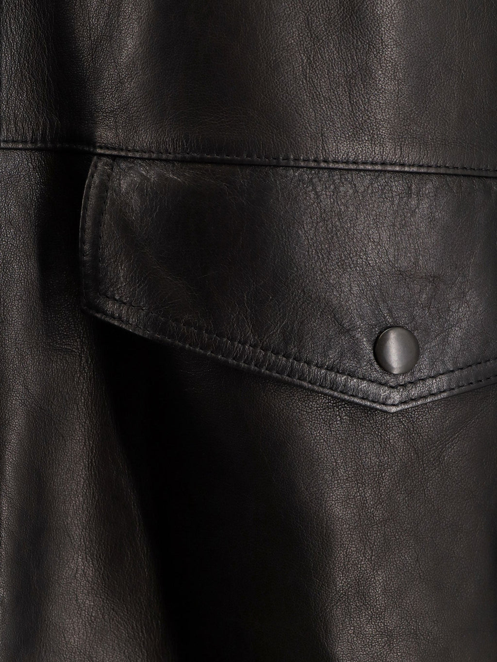 Long padded leather jacket