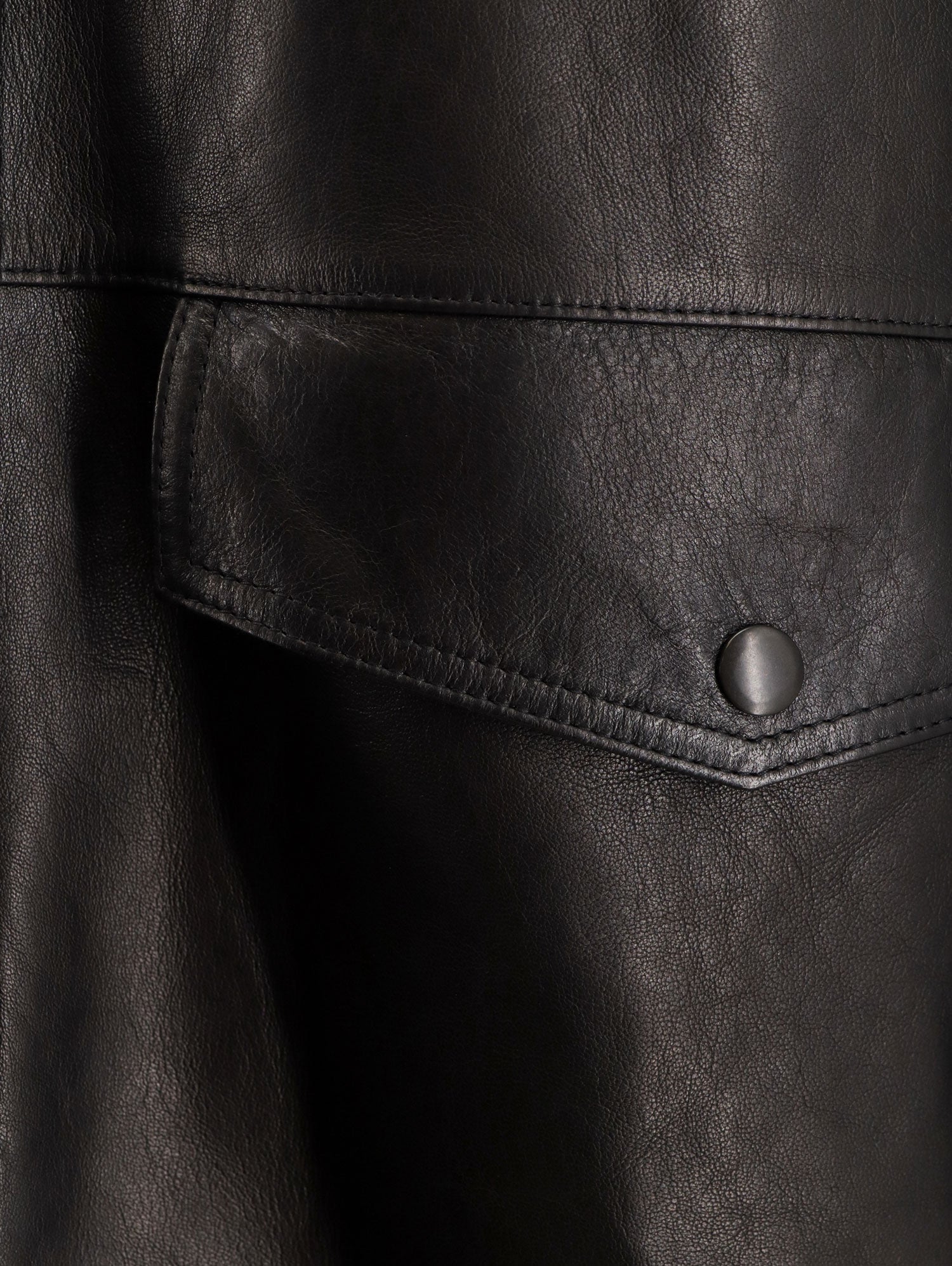 Long padded leather jacket