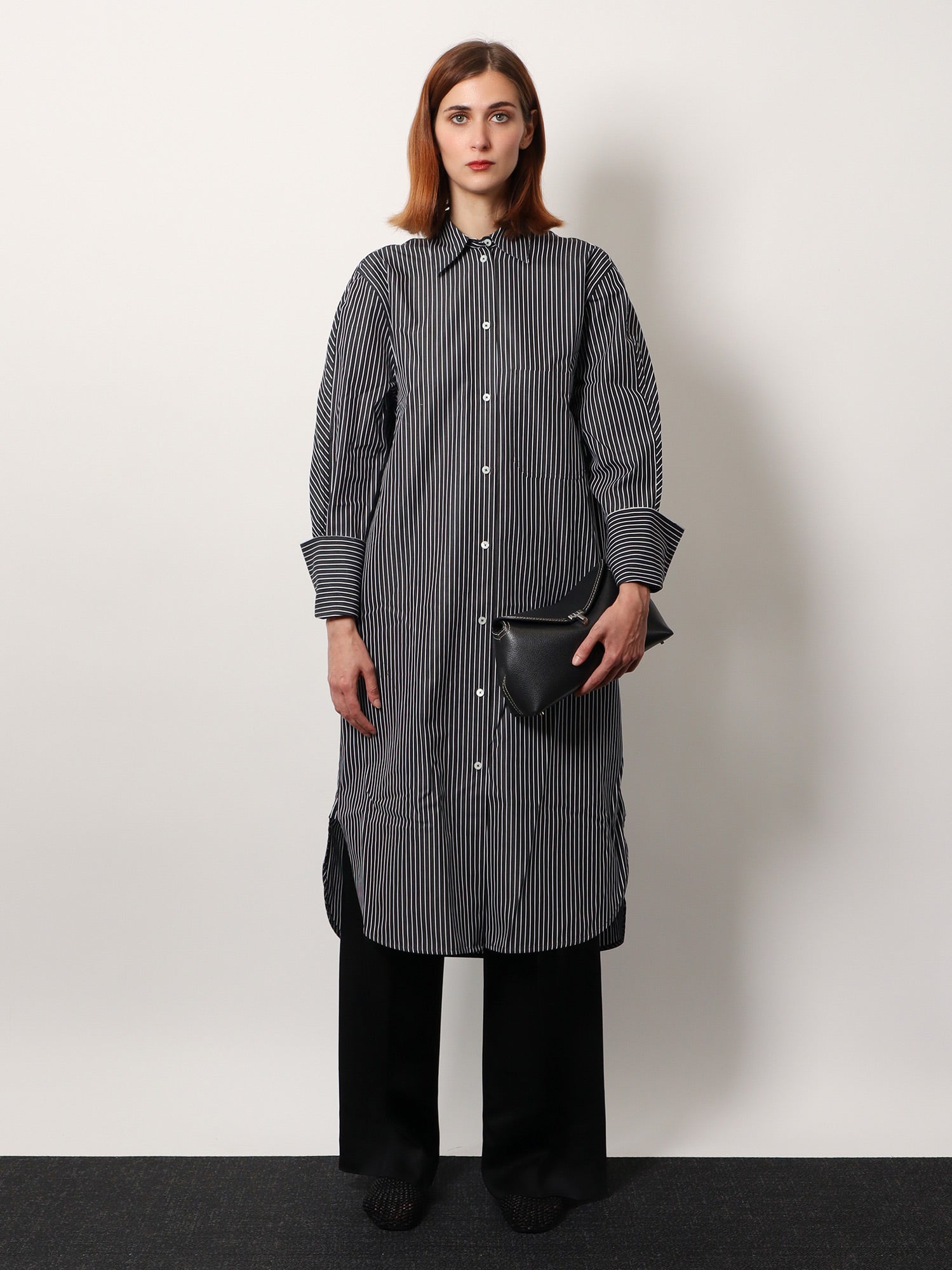 Striped Kimono-Sleeve Shirtdress