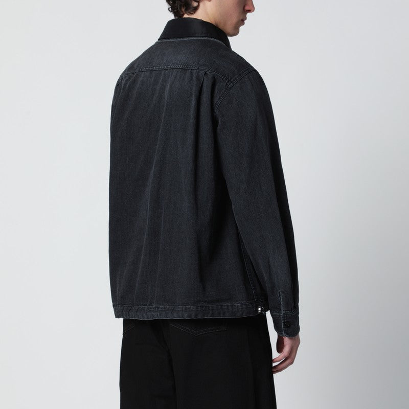 Black denim jacket with nylon inserts