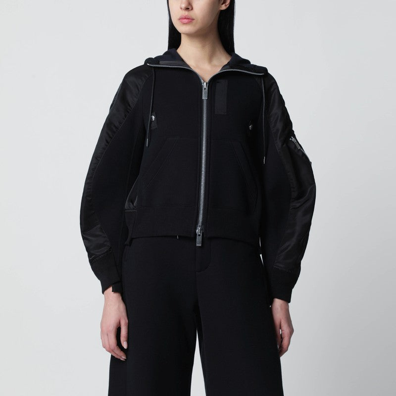 Black cotton-blend hoodie