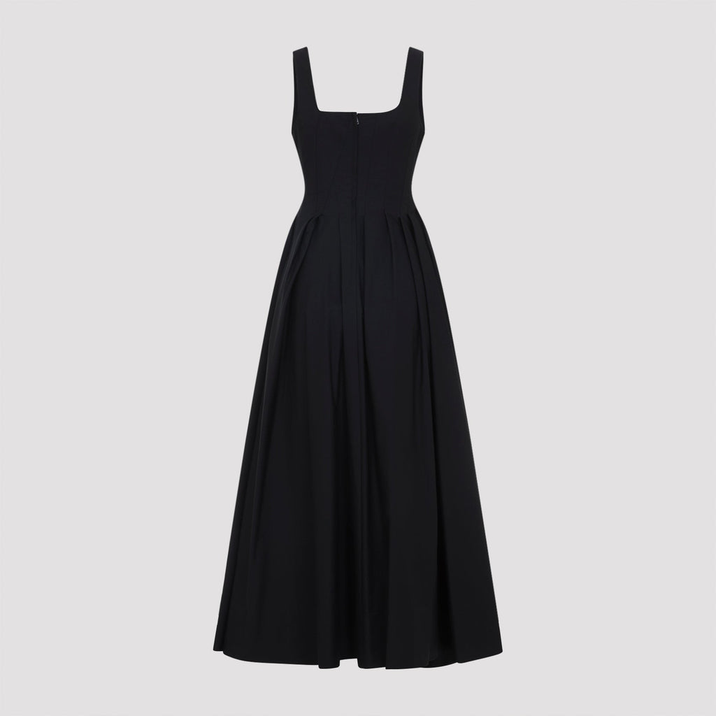Black Giro Cotton Midi Dress