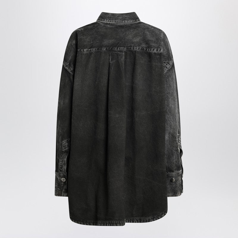 Black washed denim shirt