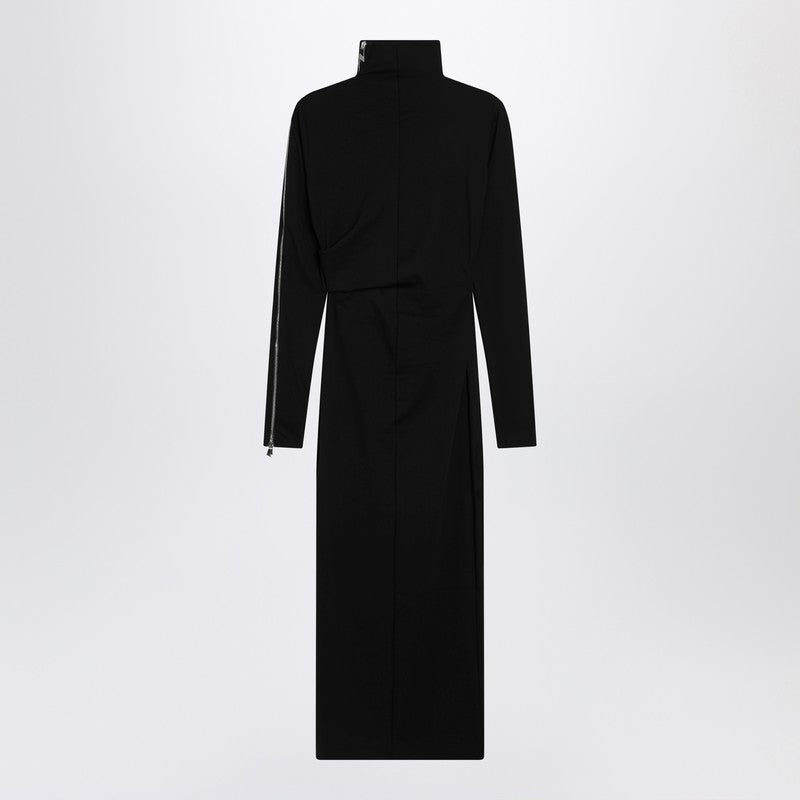 Black turtleneck dress with zip detail