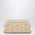 Tia clutch in butter color with raffia inserts