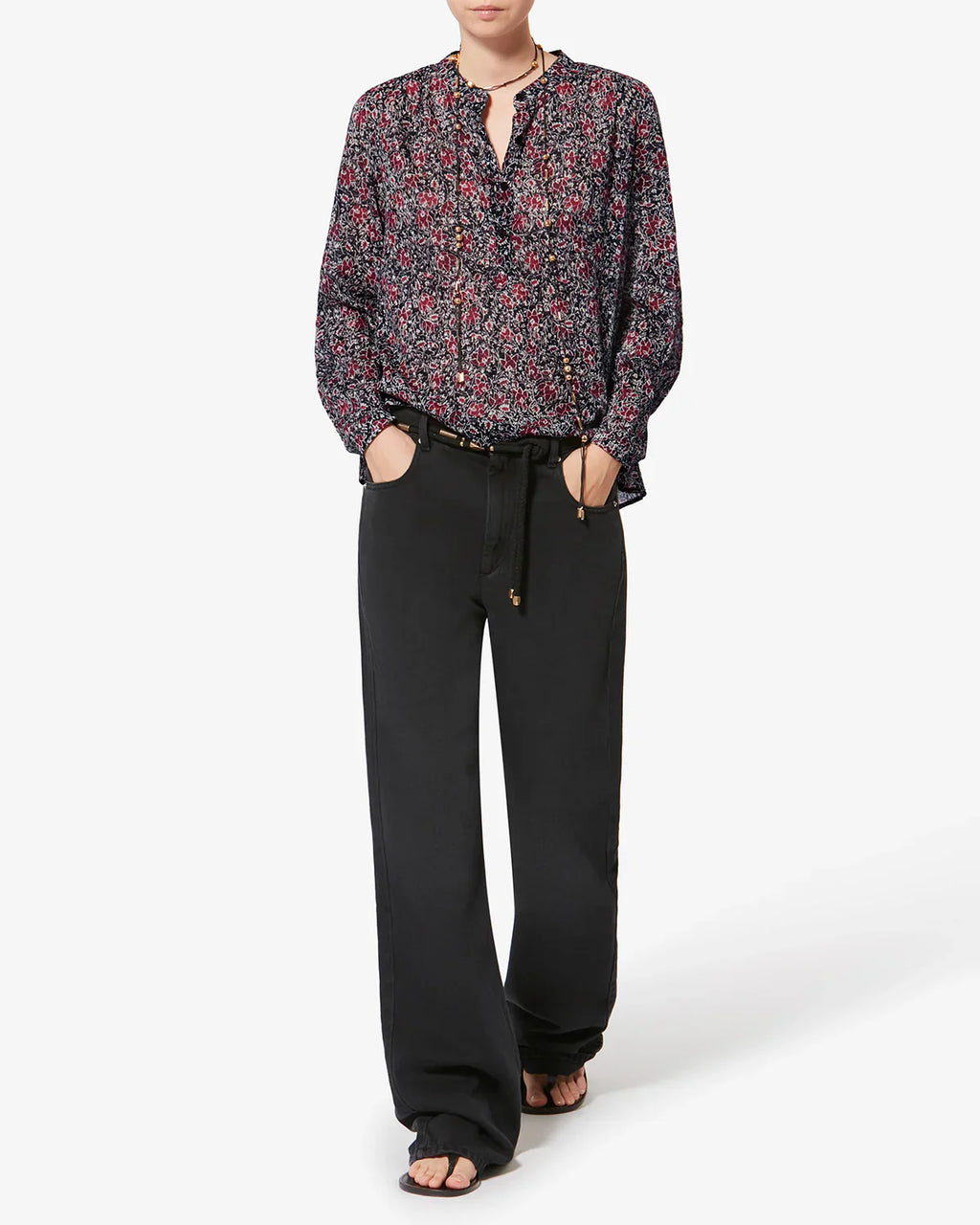 Marant Etoile Maria Floral Cotton in Crushed Berry