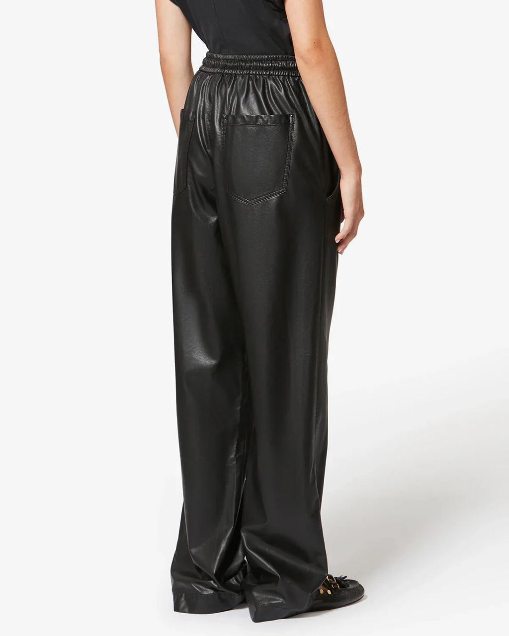 Marant Etoile Nereane Faux Leather Trousers in Black