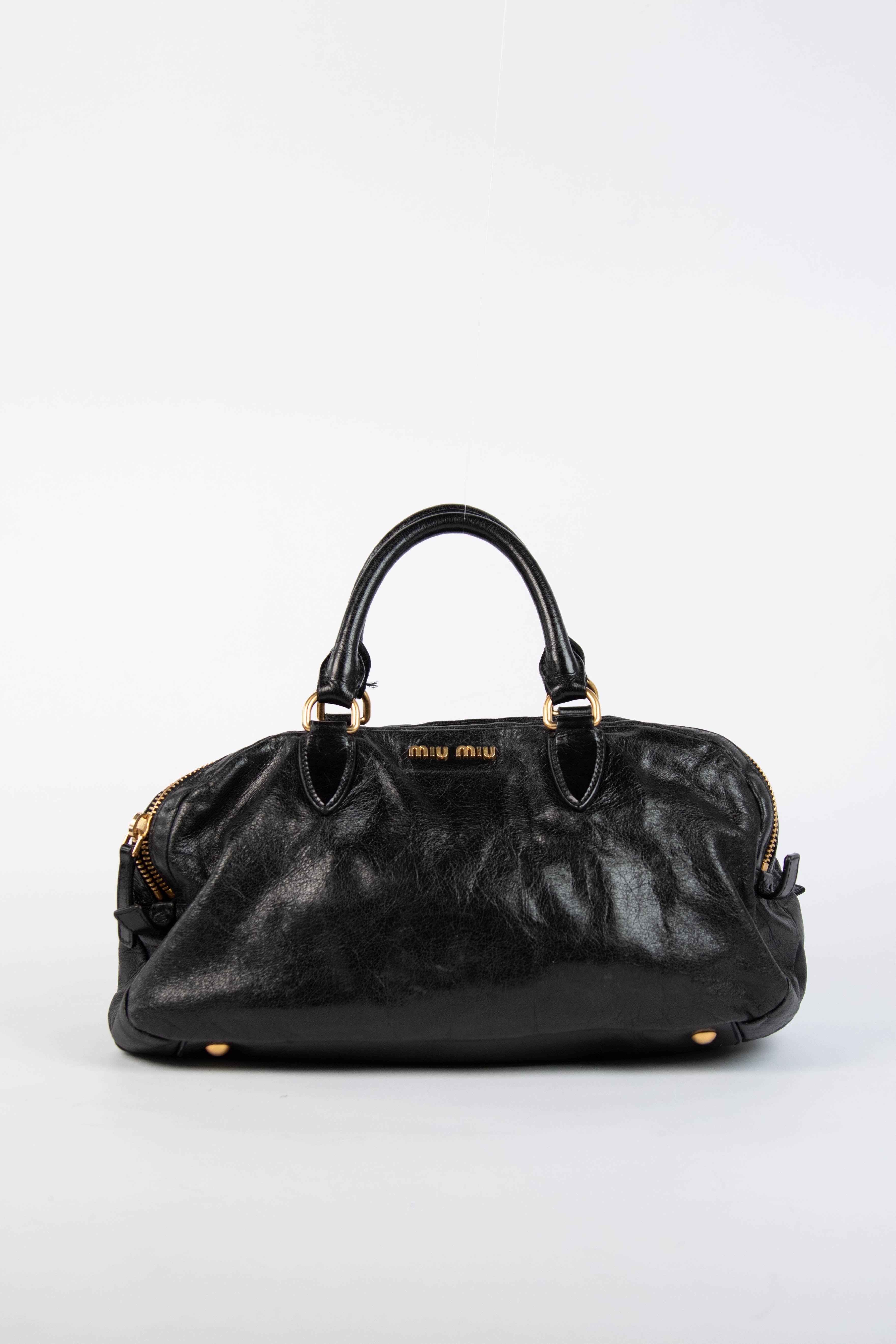 🔥 Pre-owned 2000s Miu Miu Black Leather Shoulder Bag 🔥