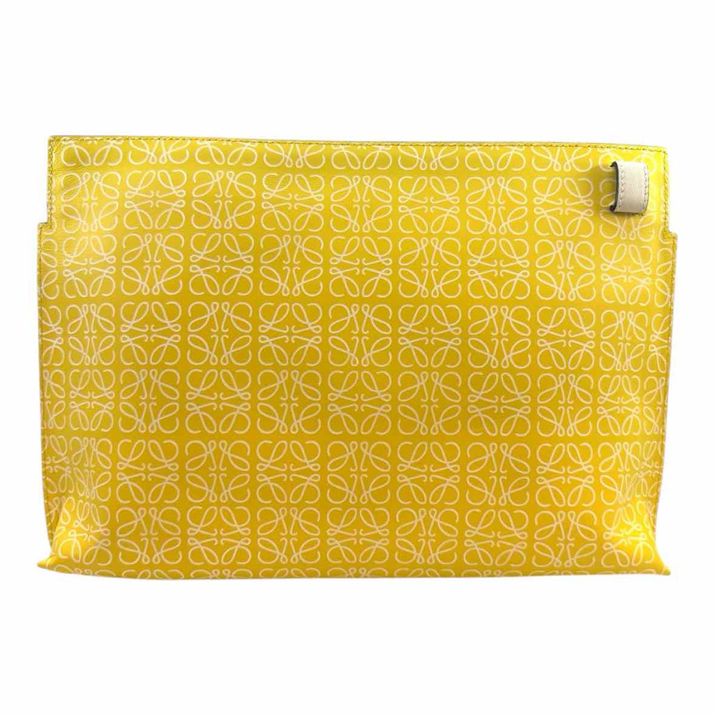 LOEWE Repeat Yellow, White Leather Monogram Clutch