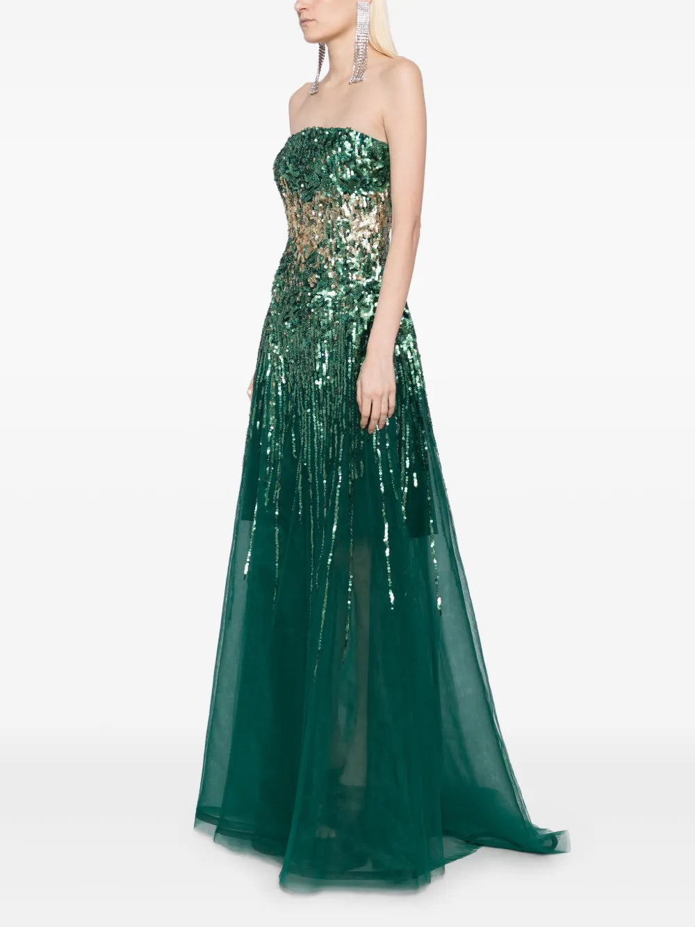 EMBROIDERED STRAPLESS DRESS