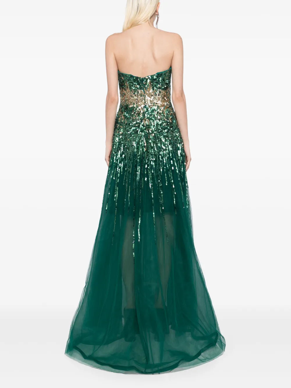 EMBROIDERED STRAPLESS DRESS