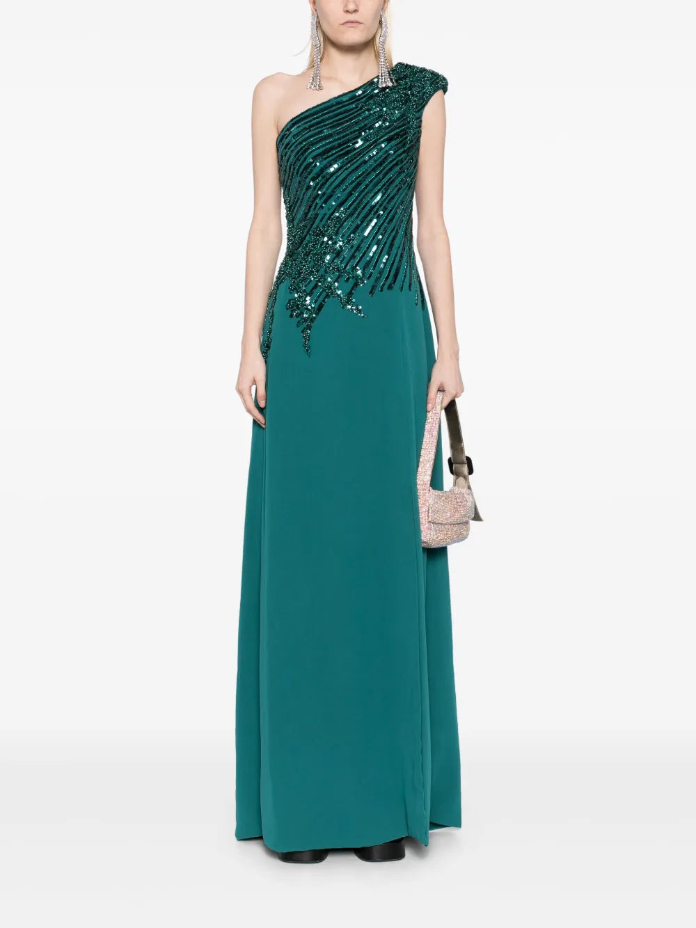 ONE SHOULDER SEQUIN LONG DRESS
