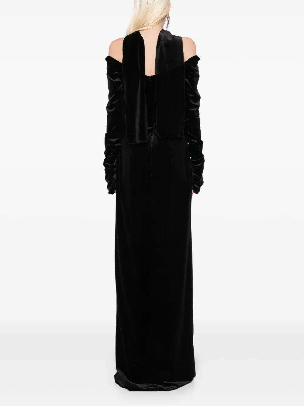 VELVET LONG FITTED DRESS