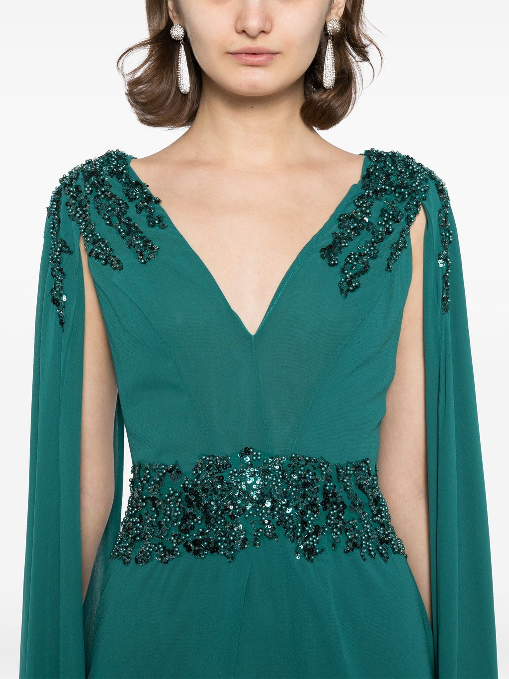 CREPE DRESS WITH CAPE