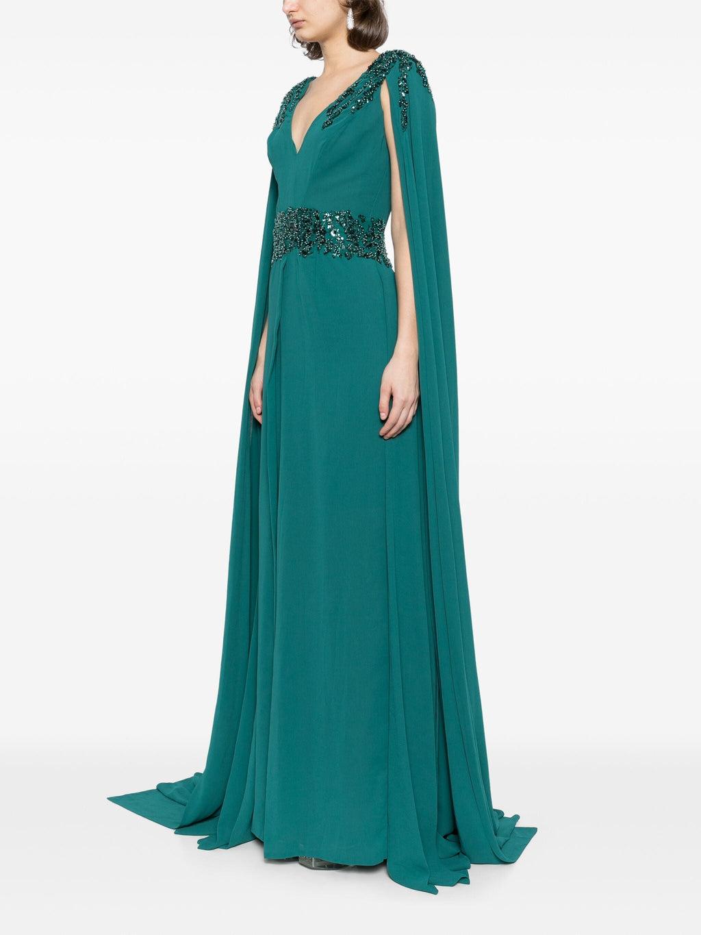CREPE DRESS WITH CAPE