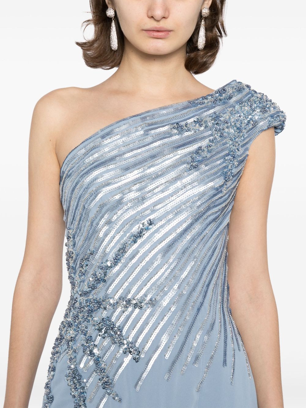 ONE SHOULDER SEQUIN LONG DRESS