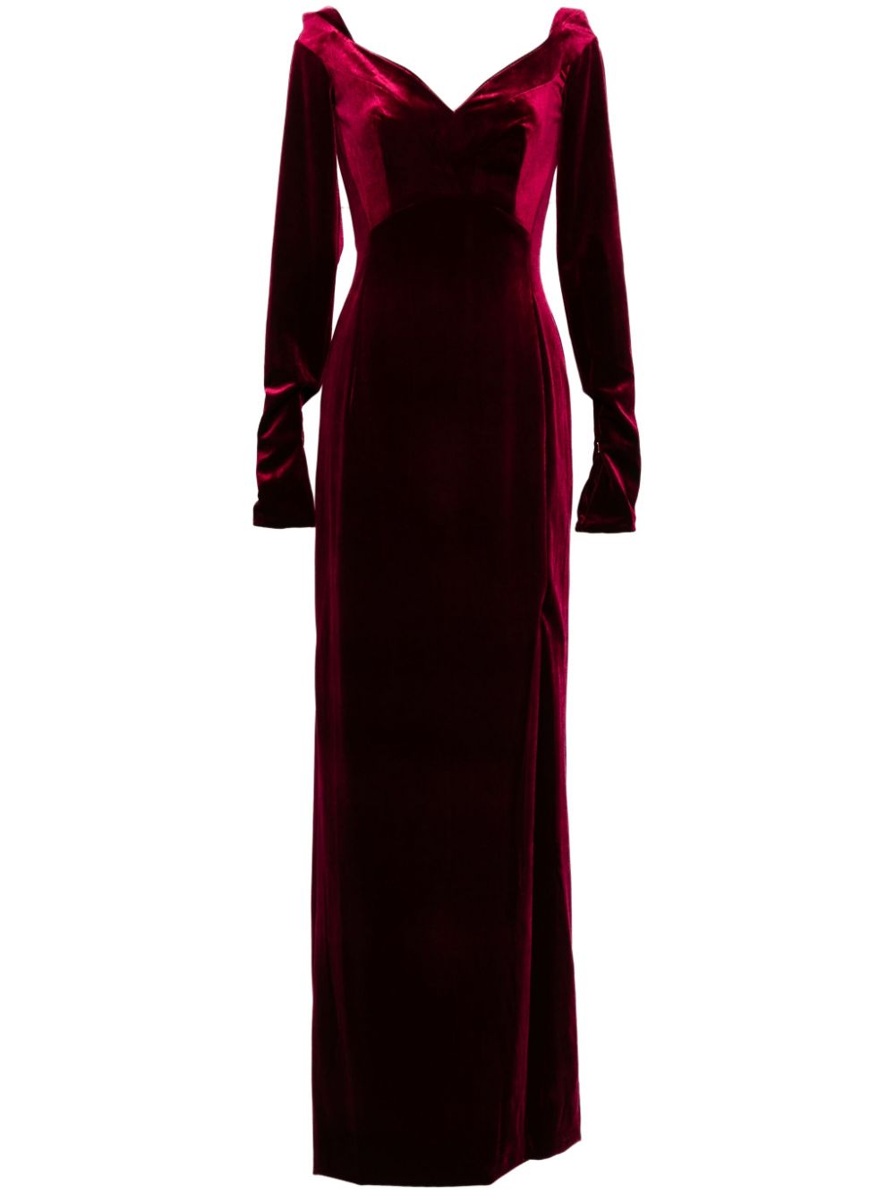 VELVET LONG FITTED DRESS