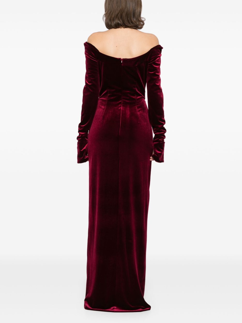 VELVET LONG FITTED DRESS