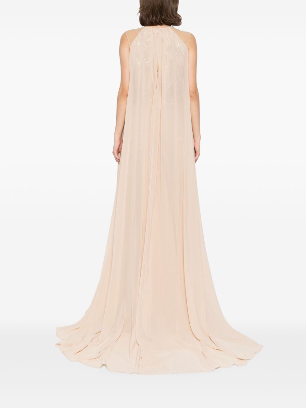 PLEATED DRESS WITH CAPE