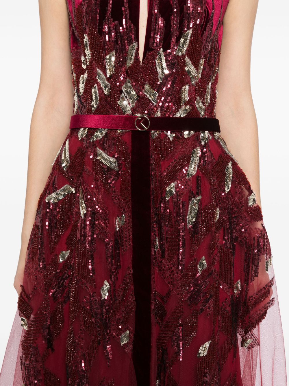 VELVET EMBROIDERED DRESS