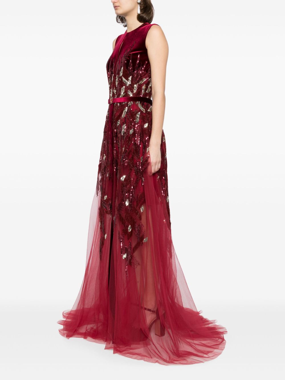 VELVET EMBROIDERED DRESS