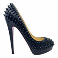 CHRISTIAN LOUBOUTIN Size 6.5 Black Leather Studs Studs Pumps