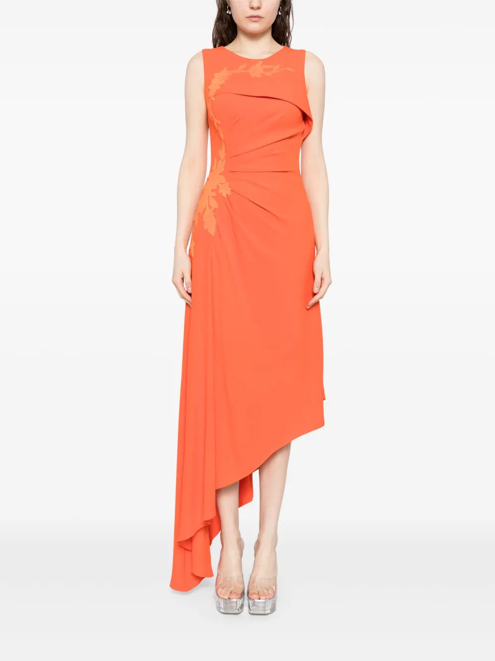 CREPE HIGH-LOW DRESS WITH MATCHING EMBROIDERY